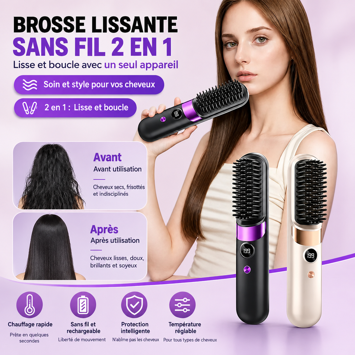 Brosse lissante sans fil