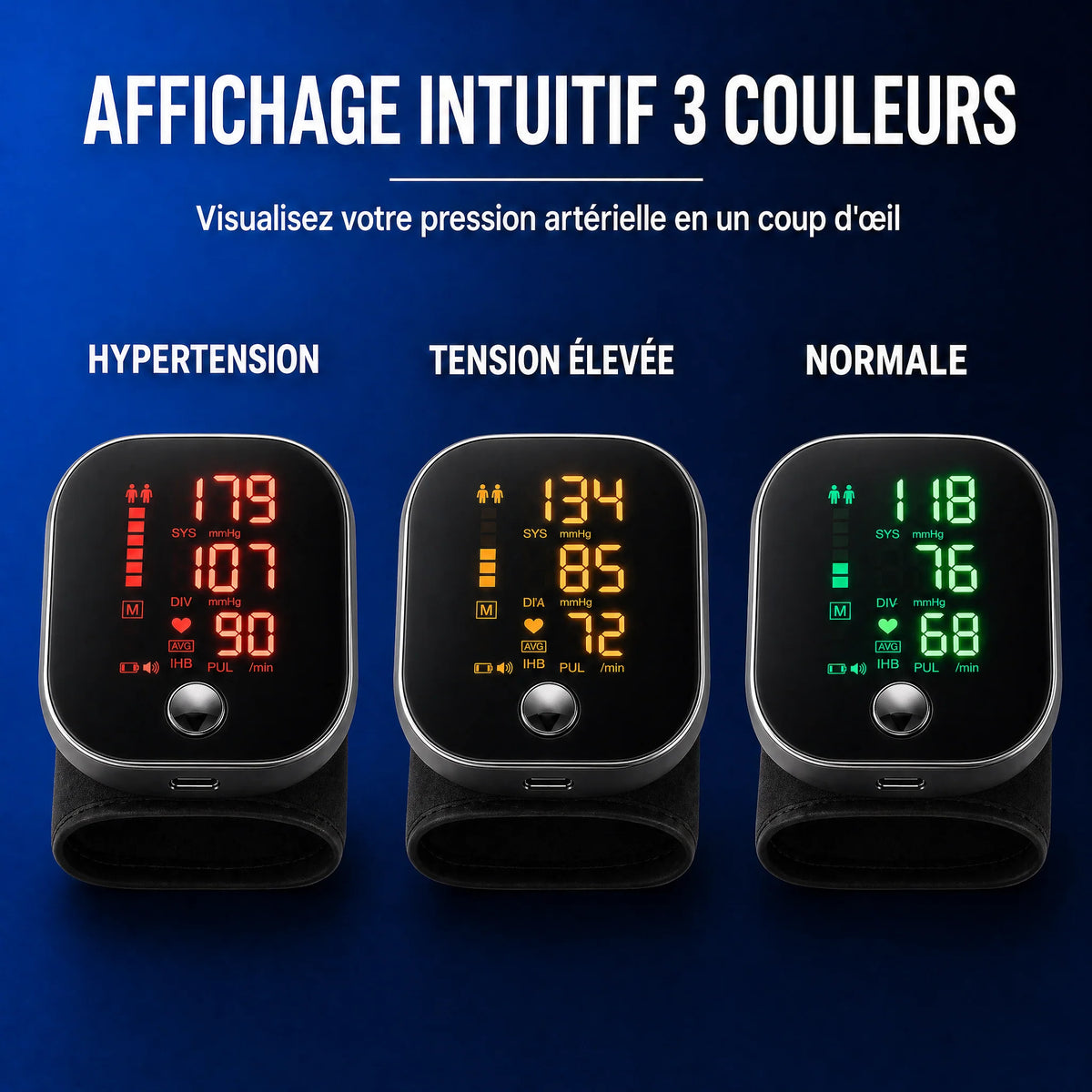 Tensiomètre Numérique Automatique au Poignet avec Écran Incurvé